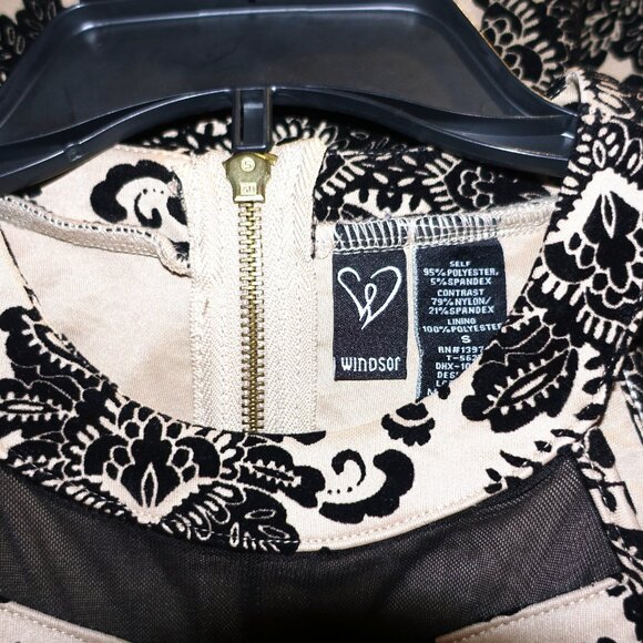 Windsor Black Mocha Velvet Sheer Dress S - Picture 7 of 7